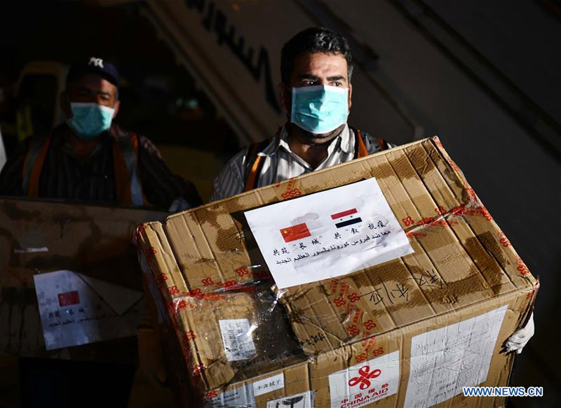 Don de la Chine de 2.016 kits de test à la Syrie pour l'aider à lutter contre le nouveau coronavirus (Xinhua/Ammar Safarjalani)