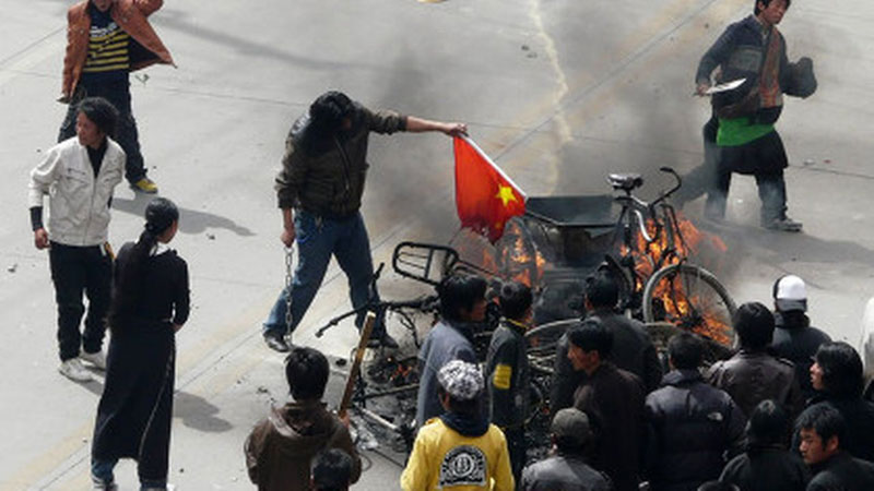 Photo d’une émeute à Lhassa, reprise par RTS le 21/06/2020