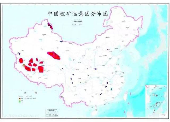 carte des ressources en lithium en Chine (source : Baidu)