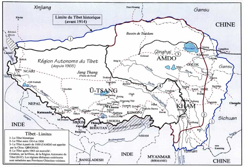 carte du Tibet sur le site du Sénat français
