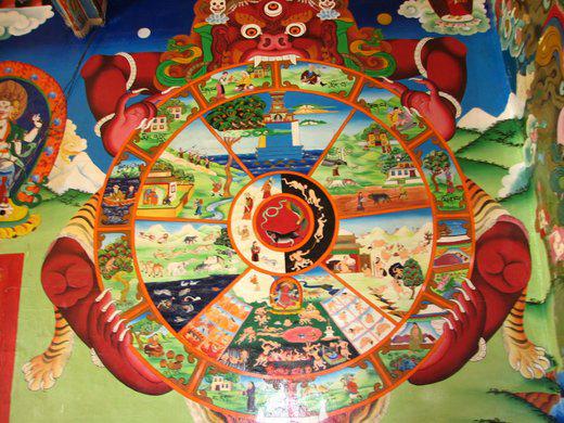  échapper à la Roue du Temps, dans un temple lamaïste au Sichuan (photo JPDes, 2007)