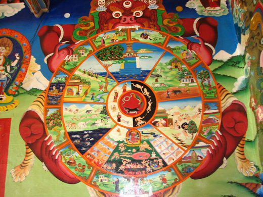 échapper à la Roue du Temps, dans un temple lamaïste au Sichuan (photo JPDes, 2007) échapper à la Roue du Temps, dans un temple lamaïste au Sichuan (photo JPDes, 2007)