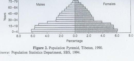 La pyramide des âges au Tibet ne montre aucune La pyramide des âges au Tibet ne montre aucune